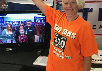 Debbie hits 1000+ signatures for $30 Tabs Initiative! She’s 3rd person to earn t-shirt
