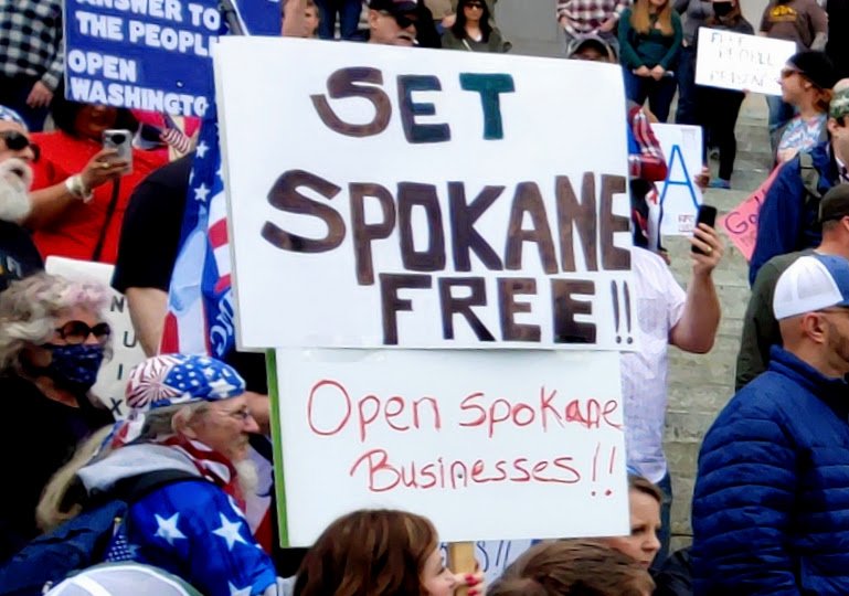Join me/us, Wed, April 22, 1-2pm, Spokane City Hall, Protesting Inslee’s Lockdown
